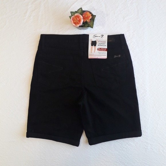 Seven 7 | Bermuda black jeans rolled cuffs - Picture 9 of 16
